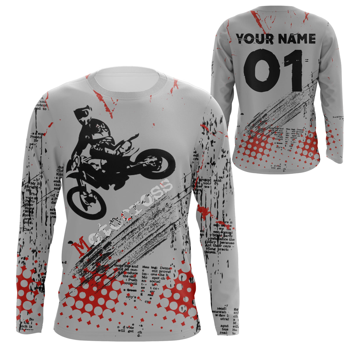  Kid Motocross Jersey Personalized UPF 30+, Dirt Bike Motorcycle  Off-Road Racing Youth Long Sleeves| NMS365 : Automotive