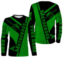 Load image into Gallery viewer, Motocross Racing Personalized Jersey Hoodie T-shirt, Green Dirt Bike Motorcycle Off-road Riders Shirt| NMS324