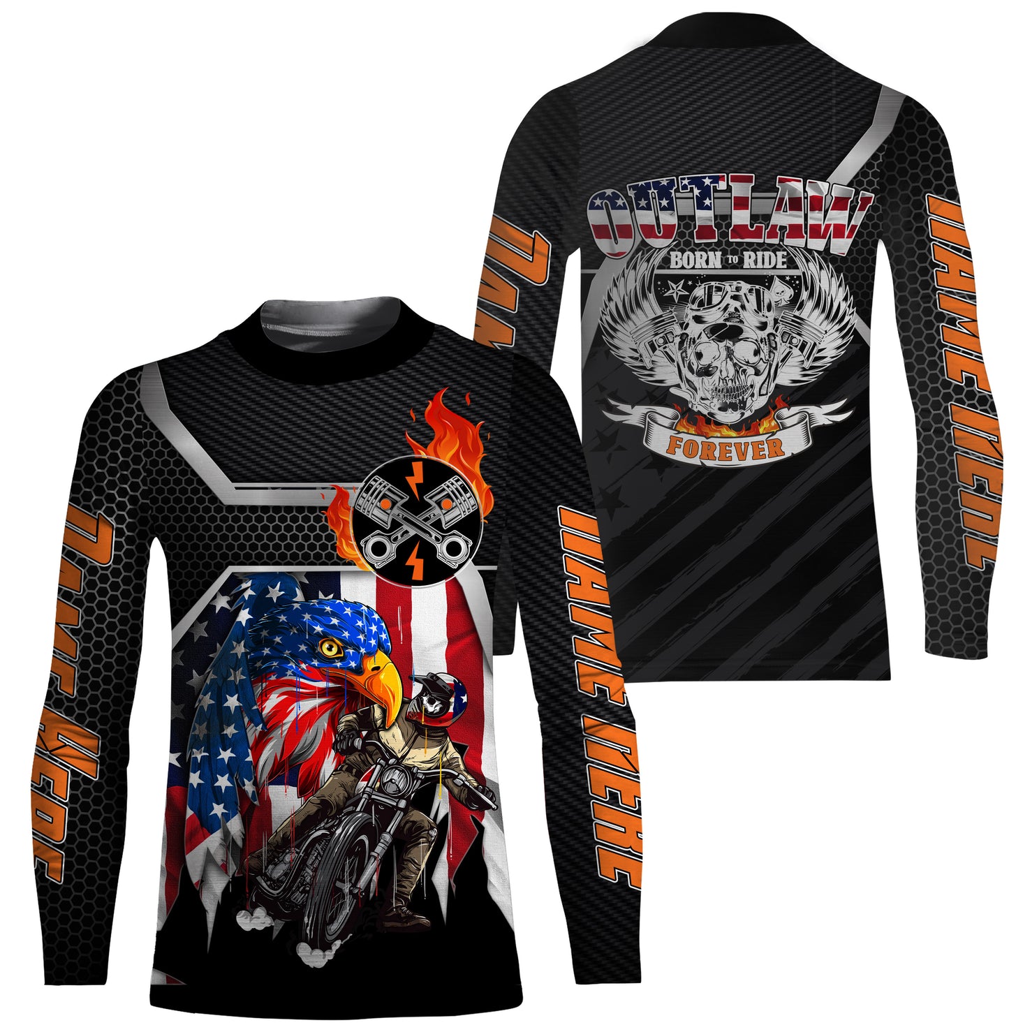 American Eagle Biker Jersey UPF30+ Anti UV Personalized Motorcycle Off-road Racing Patriotic Racewear| NMS462
