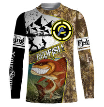 Load image into Gallery viewer, Redfish fishing camo custom name with funny Redfish angry ChipteeAmz's art UV protection shirts AT018