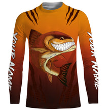 Load image into Gallery viewer, Redfish puppy drum fishing art custom name with angry redfish ChipteeAmz's art UV protection shirts AT030
