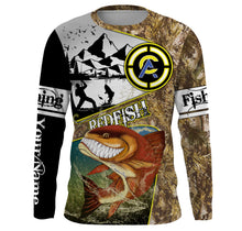 Load image into Gallery viewer, Redfish fishing camo custom name with funny Redfish angry ChipteeAmz's art UV protection shirts AT018