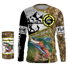 Load image into Gallery viewer, Trout fishing custom name with funny Trout ChipteeAmz's art UV protection shirts AT009