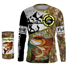 Load image into Gallery viewer, Redfish fishing camo custom name with funny Redfish angry ChipteeAmz's art UV protection shirts AT018