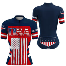 Load image into Gallery viewer, USA Men & Women cycling jersey UPF50+ American bike shirt with 3 pockets & full zip MTB BMX Gear| SLC164