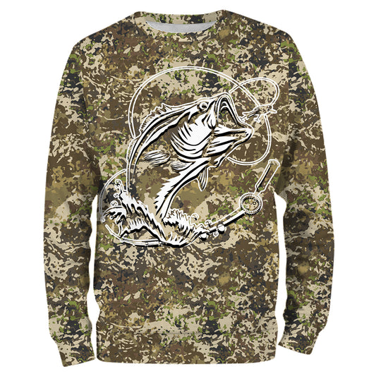 Bass fishing camo all over print shirts personalized gift TATS66