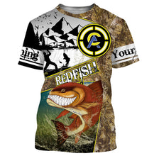 Load image into Gallery viewer, Redfish fishing camo custom name with funny Redfish angry ChipteeAmz's art UV protection shirts AT018