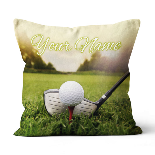 Golf Club And Ball In Grass Custom Throw Pillow Personalized Golf Gifts LDT1108