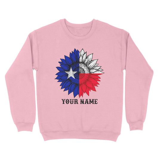 Texas flag sunflower customized name patriot Texas state flag Sweatshirt D03 NQS2495
