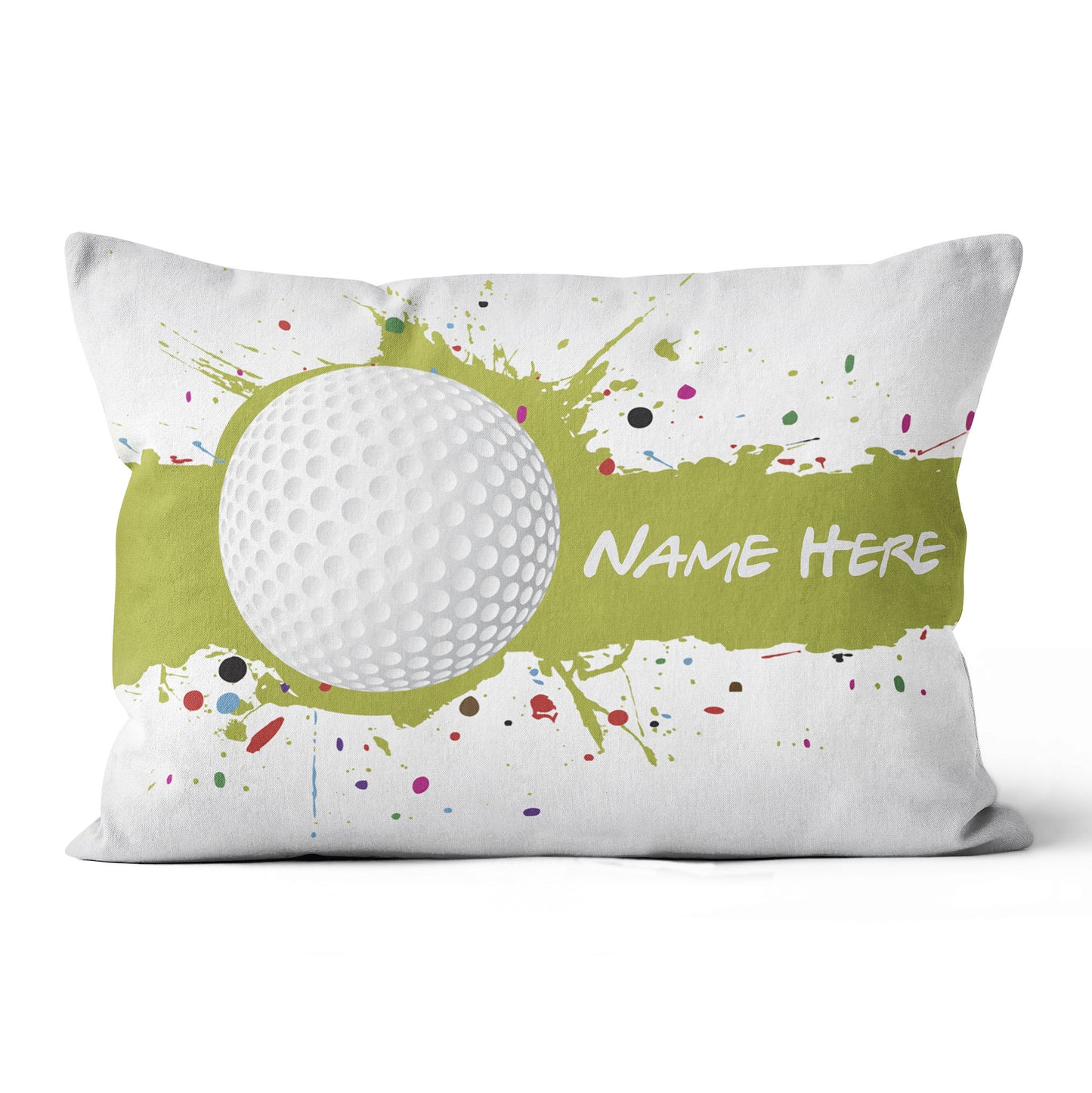 Green Splash Golf Ball Custom Throw Pillow Personalized Golfing Gifts LDT1201