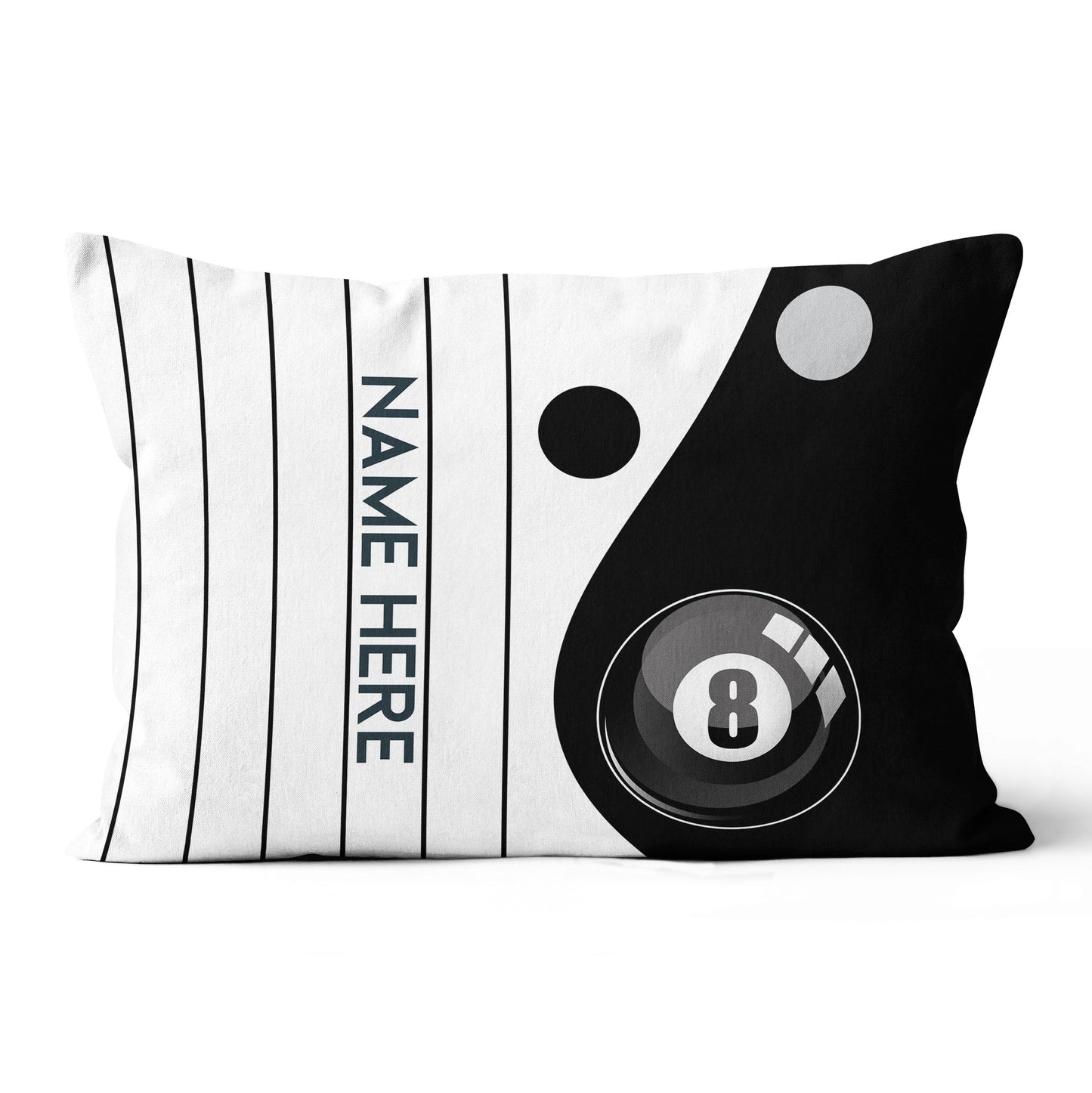 Custom Black White 8 Ball Pool Throw Pillow, Personalized Billiard Pillow Gifts TDM0859