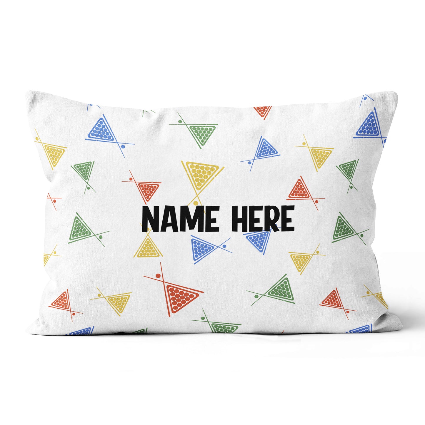 Funny Colorful Billiards Cue And Balls Pattern Custom Name White Pillow TDM0863