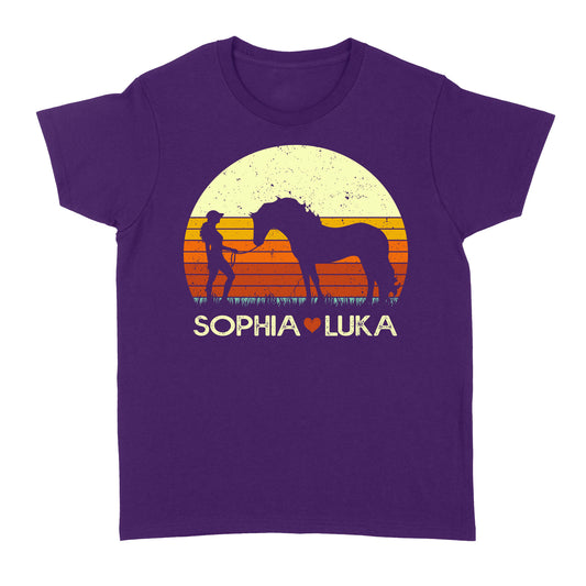 Customized name and horse name Horse Girl Shirt, Horse Lover Gift, Love Horses Shirt, gift for women D06 NQS2767 - Standard Women's T-shirt