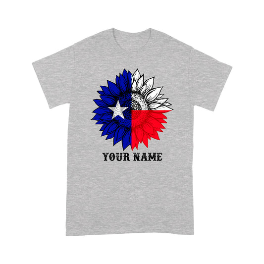 Texas flag sunflower customized name patriot Texas state flag D03 NQS2495 - T-shirt