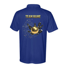 Load image into Gallery viewer, Personalized Gold Bowling Performance Polo Shirts Custom Bowling Team League Jerseys D02 NQS9877