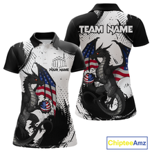 Load image into Gallery viewer, Black &amp; White Polo Bowling Team Jersey Custom American Dragon Bowling Shirt for Men Women QZT687