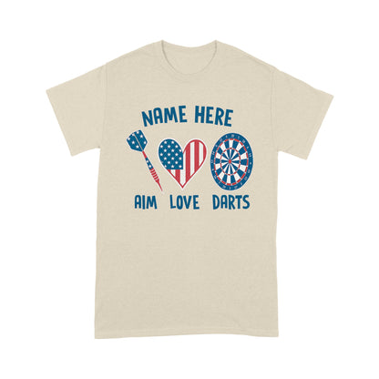 Aim Love Darts American Flag Dart T-Shirts Custom Patriotic Dart Shirts, Gifts For Dart Player TDM3949