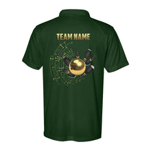 Load image into Gallery viewer, Personalized Gold Bowling Performance Polo Shirts Custom Bowling Team League Jerseys D02 NQS9877