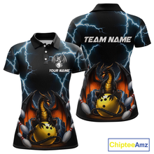 Load image into Gallery viewer, Dragon Thunder Bowling Custom Women Bowling Shirt Polo &amp; Quarter-Zip Bowling Team Jerseys HNT55