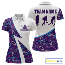 Load image into Gallery viewer, Blue Bowling Custom Women Bowling Shirt Polo &amp; Quarter-Zip Bowling Team Jerseys HNT60