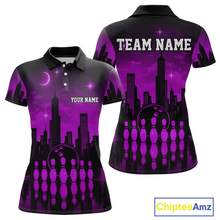 Load image into Gallery viewer, Purple Bowling Custom Women Bowling Shirt Polo &amp; Quarter-Zip Bowling Team Jerseys HNT66