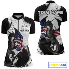 Load image into Gallery viewer, Black &amp; White Quarter-Zip Bowling Team Jersey Custom American Dragon Bowling Shirt Unisex QZT687