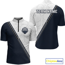 Load image into Gallery viewer, Dark Blue Bowling Custom Men Bowling Shirt Polo &amp; Quarter-Zip Bowling Team Jerseys HNT64