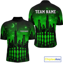 Load image into Gallery viewer, Green Bowling Custom Men Bowling Shirt Polo &amp; Quarter-Zip Bowling Team Jerseys HNT66