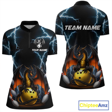 Load image into Gallery viewer, Dragon Thunder Bowling Custom Women Bowling Shirt Polo &amp; Quarter-Zip Bowling Team Jerseys HNT55