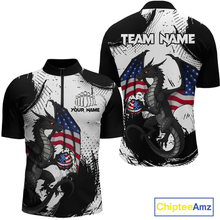 Load image into Gallery viewer, Black &amp; White Quarter-Zip Bowling Team Jersey Custom American Dragon Bowling Shirt Unisex QZT687