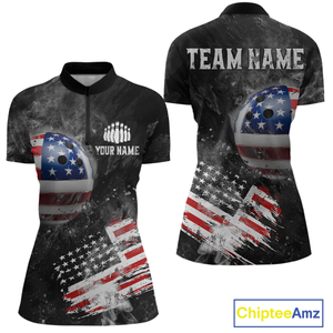 Custom American Flag Bowling Shirts Men Women Team Patriotic Bowling Jersey MBL84