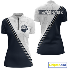 Load image into Gallery viewer, Dark Blue Bowling Custom Women Bowling Shirt Polo &amp; Quarter-Zip Bowling Team Jerseys HNT64