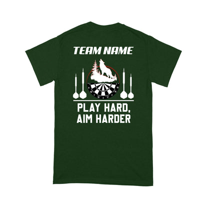 Play Hard Aim Harder Wolf Dart T-Shirt, Custom Darts Team Shirt, Darts For Gift NYN0119