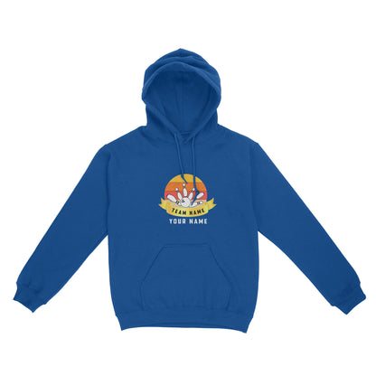 Custom Name and Team name Retro Bowling Ball Pins Unisex Standard Hoodie NQS8693
