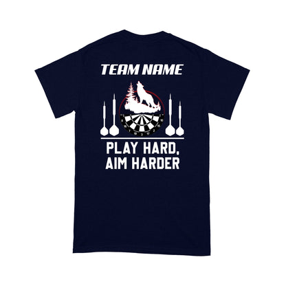 Play Hard Aim Harder Wolf Dart T-Shirt, Custom Darts Team Shirt, Darts For Gift NYN0119