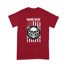 Load image into Gallery viewer, Grunge Darts American Flag Skull T-Shirts Custom Patriotic US Flag Dart Shirts, Darts Player Gifts TDM3908