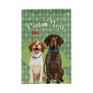 Custom text and pet photo green argyle pattern golf Garden Flag, Personalized Golfing Gift NQS9905