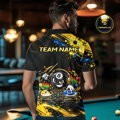 Custom Funny Music Billiard Shirt for Men 8 Ball 9 Ball 10 Ball Pool Jersey Polo & Quarter-Zip BHT146