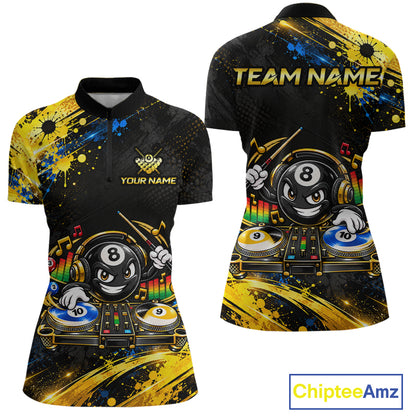 Custom Funny Music Billiard Shirt for Women 8 Ball 9 Ball 10 Ball Pool Jersey Polo & Quarter-Zip BHT146