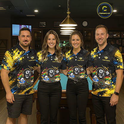 Custom Funny Music Billiard Shirt for Women 8 Ball 9 Ball 10 Ball Pool Jersey Polo & Quarter-Zip BHT146