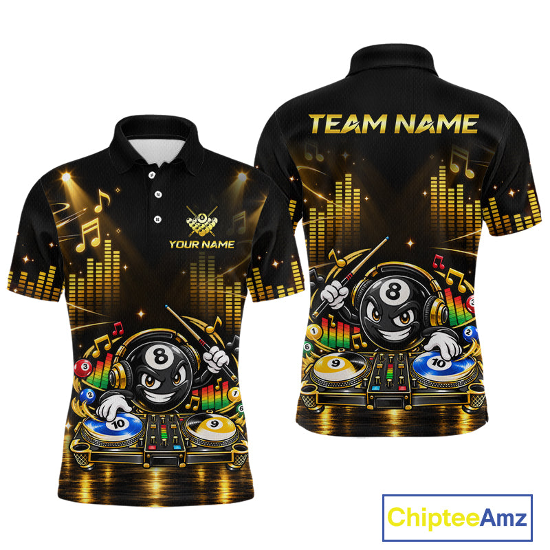Custom Funny Music Billiard Shirt for Men 8 Ball 9 Ball 10 Ball Billiard Jersey Polo & Quarter-Zip BHT148