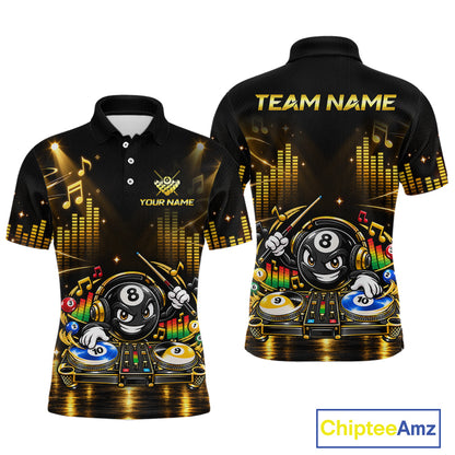 Custom Funny Music Billiard Shirt for Men 8 Ball 9 Ball 10 Ball Billiard Jersey Polo & Quarter-Zip BHT148