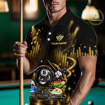 Custom Funny Music Billiard Shirt for Men 8 Ball 9 Ball 10 Ball Billiard Jersey Polo & Quarter-Zip BHT148
