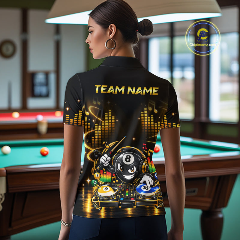 Custom Funny Music Billiard Shirt for Women 8 Ball 9 Ball 10 Ball Billiard Jersey Polo & Quarter-Zip BHT148