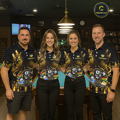 Custom Funny Music Billiard Shirt for Women 8 Ball 9 Ball 10 Ball Billiard Jersey Polo & Quarter-Zip BHT148