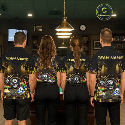Custom Funny Music Billiard Shirt for Women 8 Ball 9 Ball 10 Ball Billiard Jersey Polo & Quarter-Zip BHT148