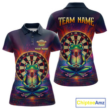Load image into Gallery viewer, Custom Zen Frog Dart Shirts for Women Meditation Style Dart Jersey Polo &amp; 1/4Zip Dartboard Shirt DHT20