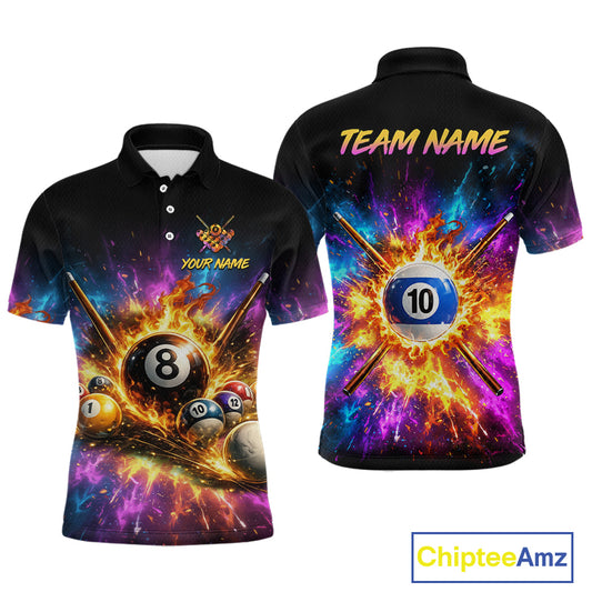 Custom 8 Ball & 10 Ball Billiard Team Shirt for Men Pool Billiard League Jersey Polo & 1/4-Zip BHT154