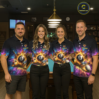 Custom 8 Ball & 10 Ball Billiard Team Shirt for Men Pool Billiard League Jersey Polo & 1/4-Zip BHT154