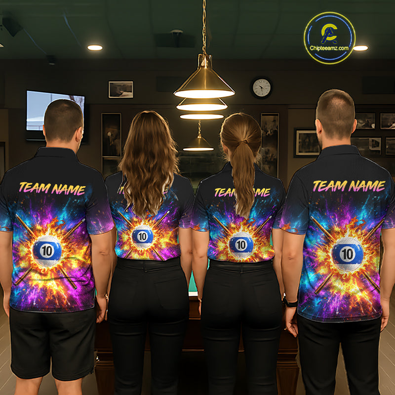Custom 8 Ball & 10 Ball Billiard Team Shirt for Men Pool Billiard League Jersey Polo & 1/4-Zip BHT154